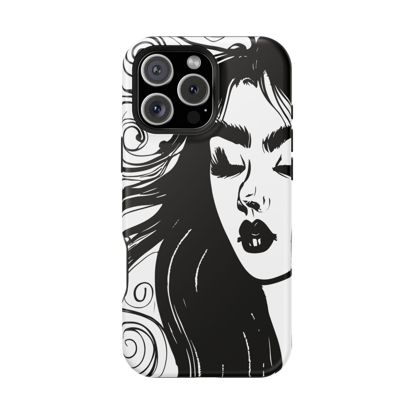Artistic Black & White Portrait Phone Case — Magnetic Impact-Resistant