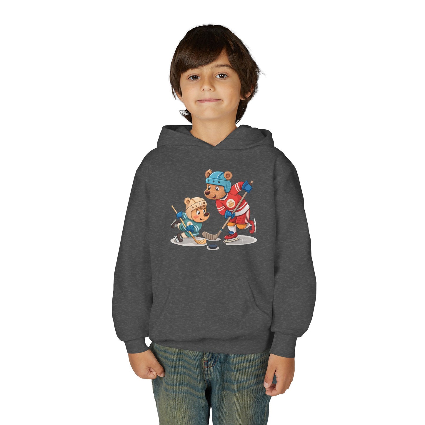 Youth Hockey Hoodie - Cute Kids Ice Hockey Players Pullover (Add Name)