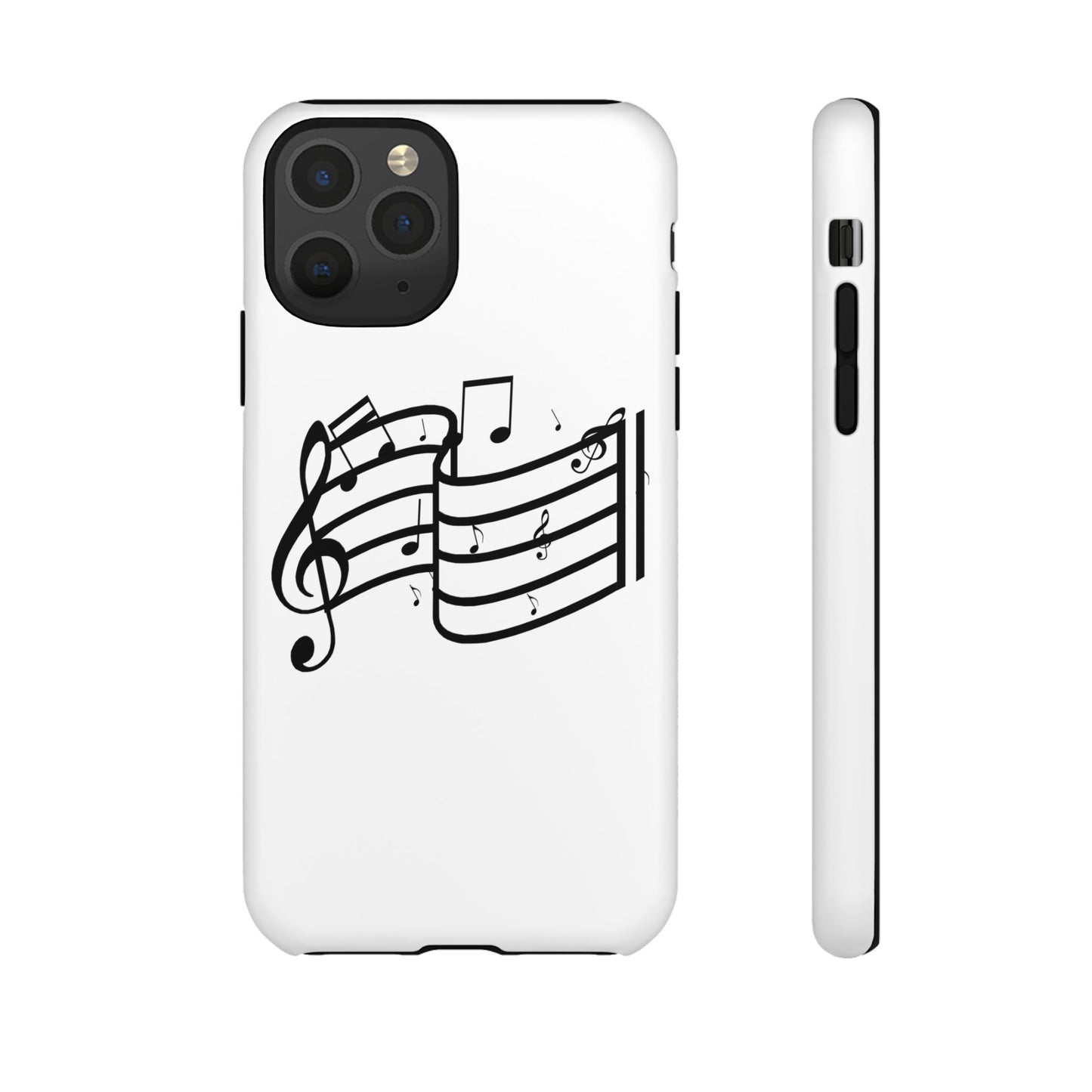 Musical Notes Phone Case — Black Treble Clef Music Staff Tough Case