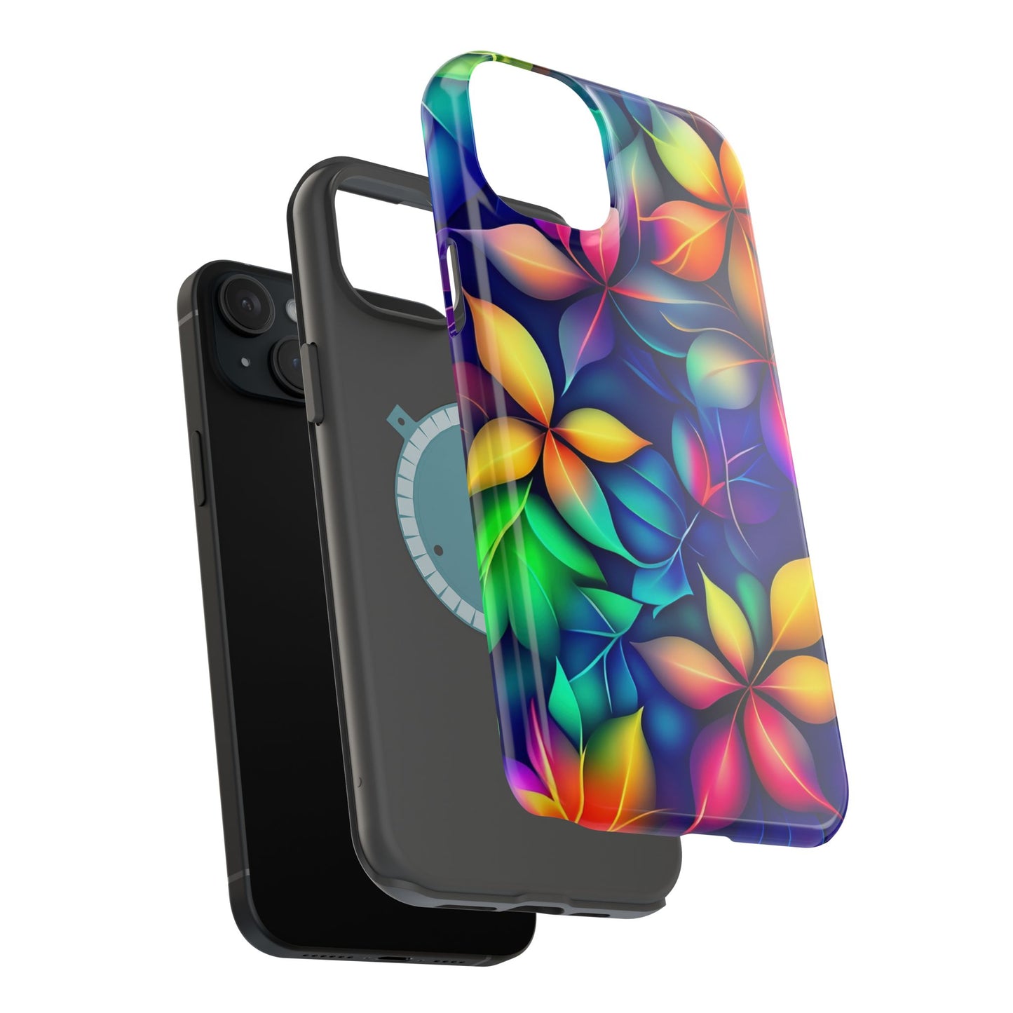 Floral Prism Magnetic Impact-Resistant Phone Case — Colorful Gradient Petal Design