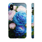 Floral Blue Peony Phone Case — Protective Tough Case with Pink & Blue Blooms