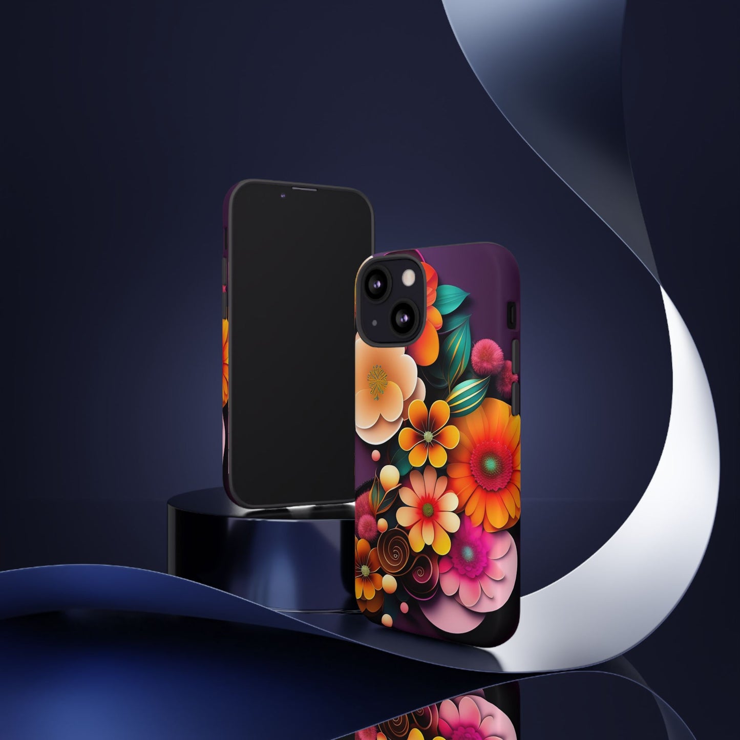 Floral Burst Tough Phone Case — Colorful Retro Flowers Protective Cover