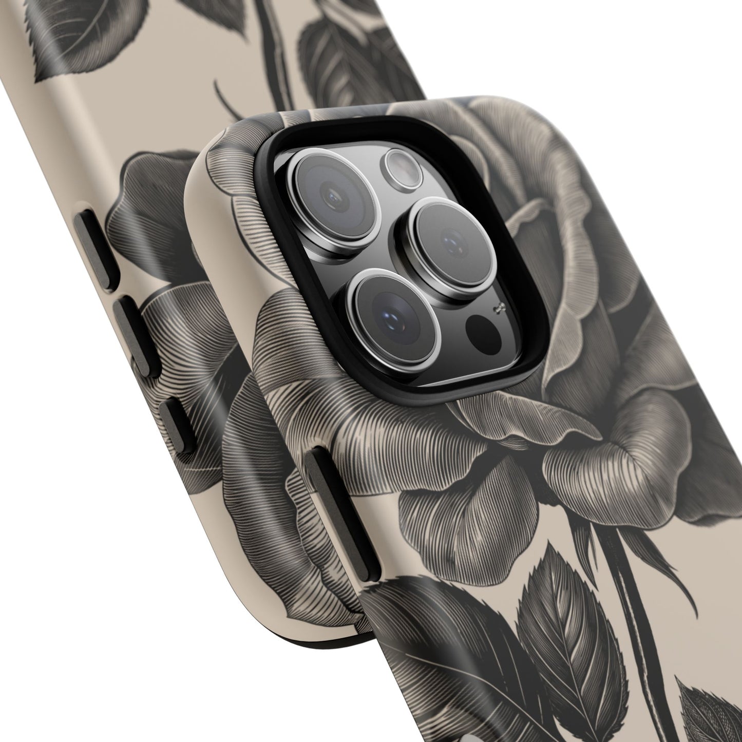 Black Rose Phone Case, Tough Cases with Floral Design, Elegant Tech Accessory, Gift for Flower Lovers, Stylish Protection