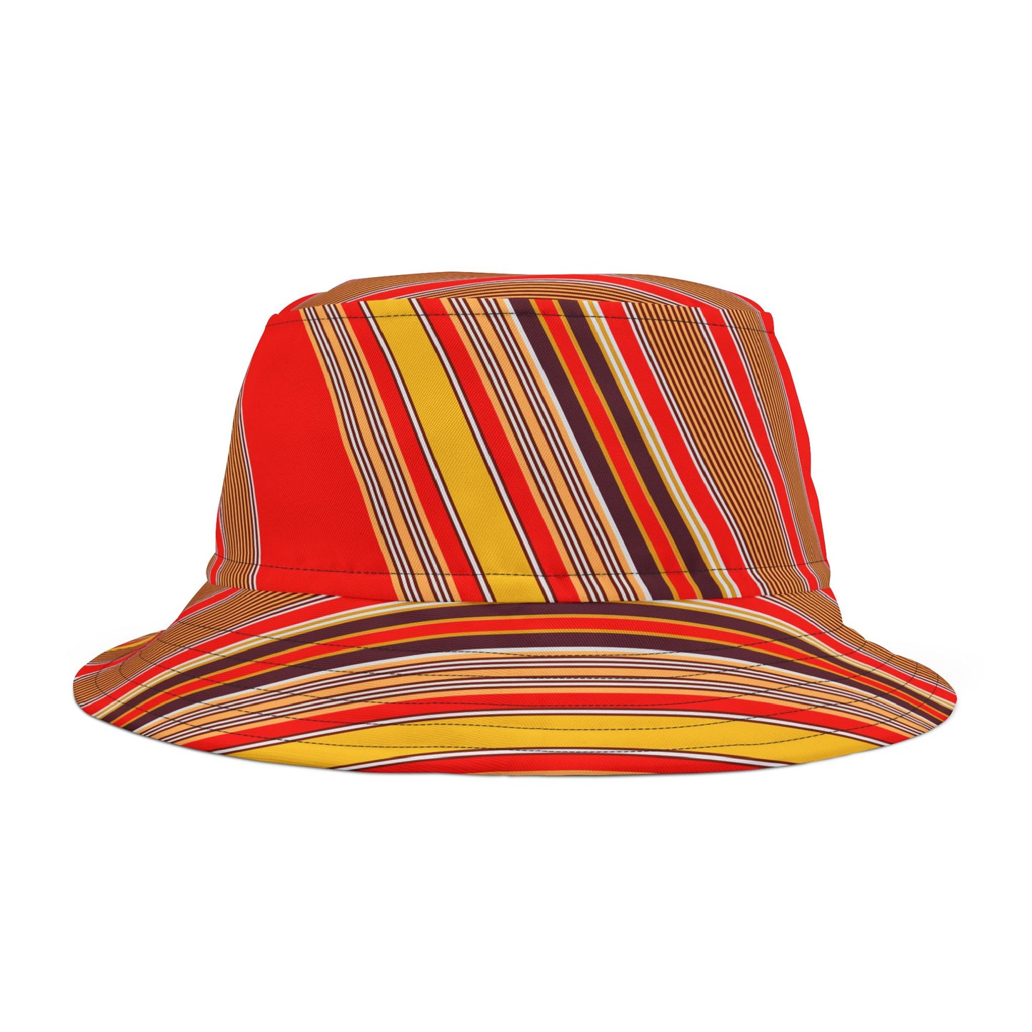 Red Stripe Pattern Bucket Hat — Vibrant Summer Sun Hat