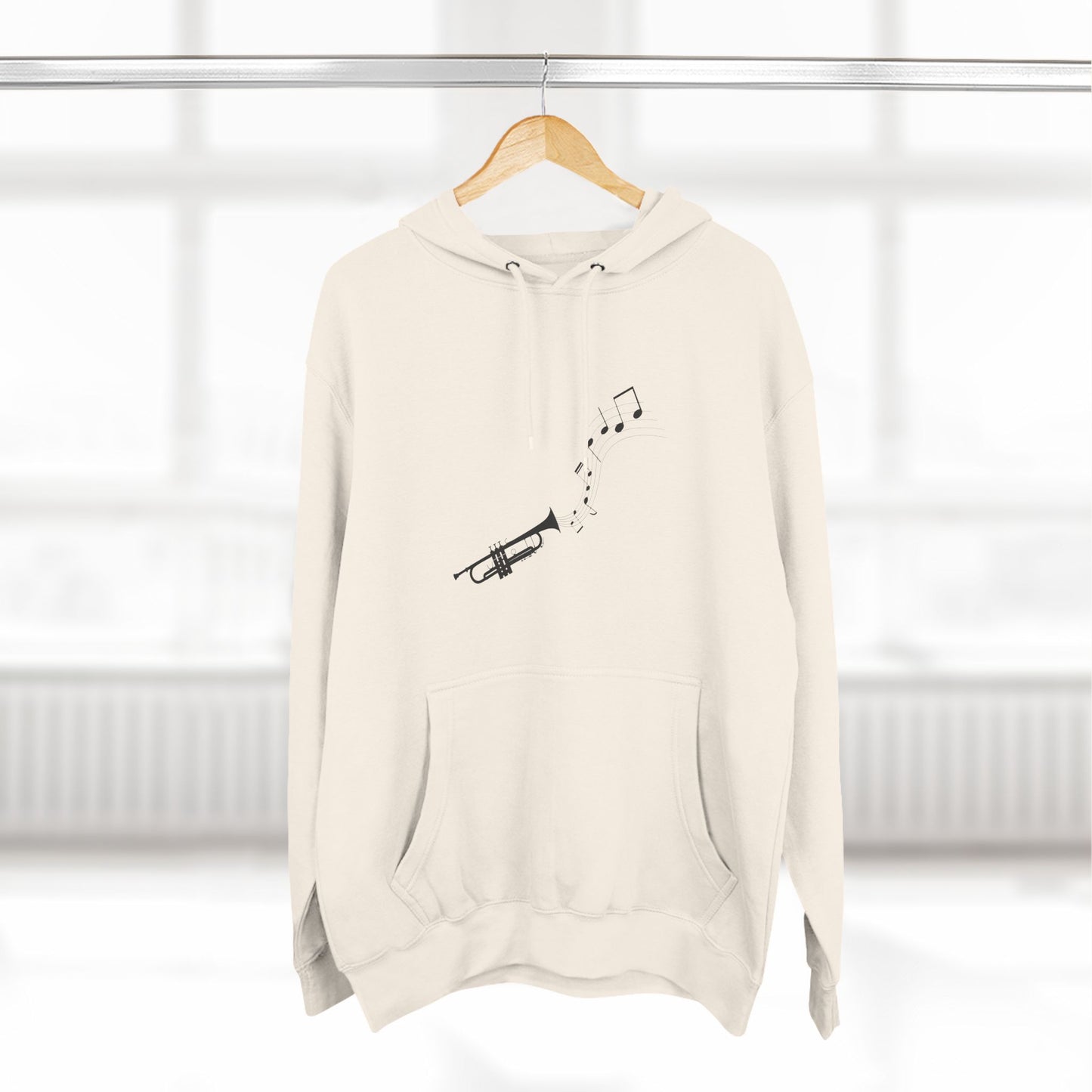 Trumpet Music Notes Hoodie — Minimalist Jazz Instrument Pullover