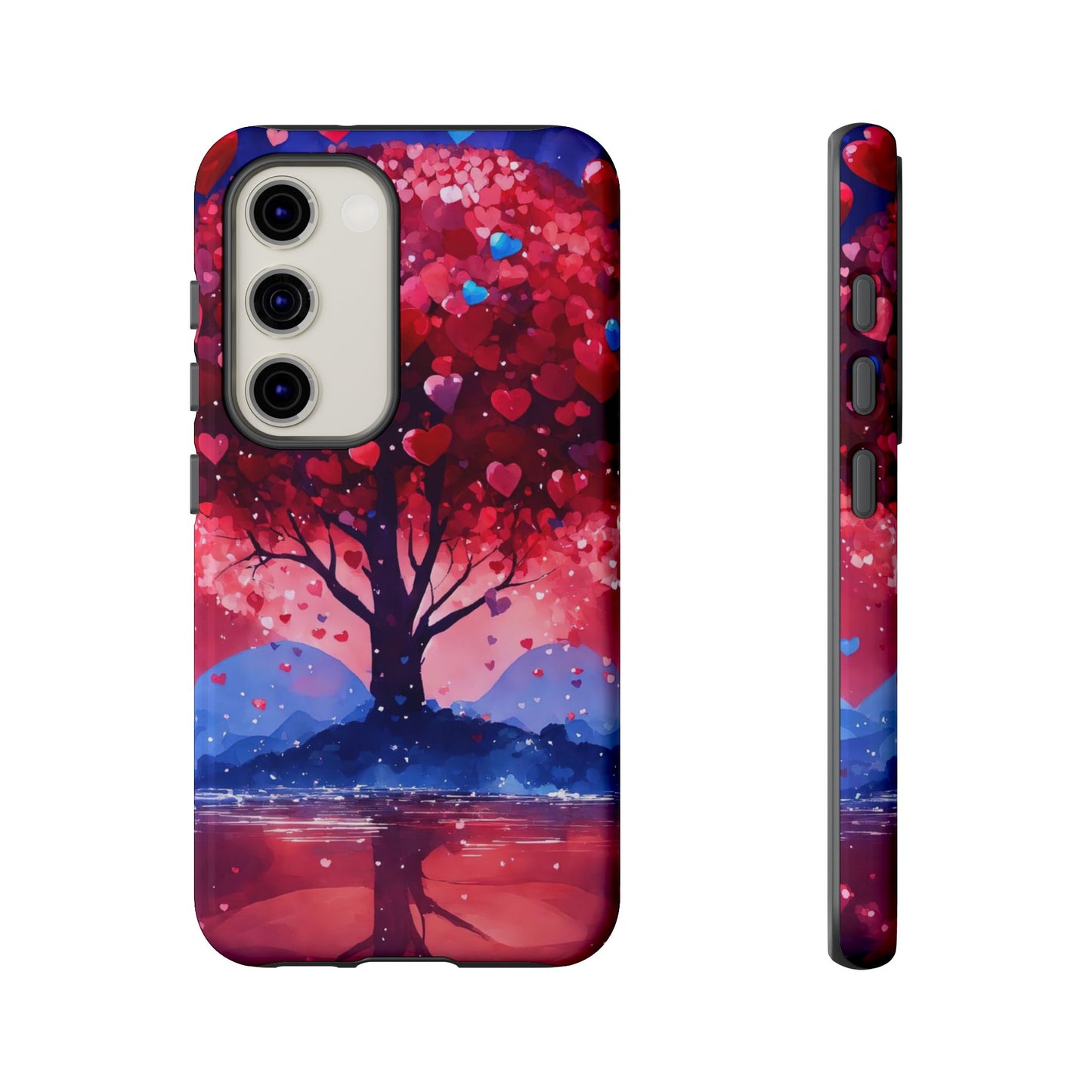Heart Tree Phone Case — Romantic Red & Blue Protective Tough Case