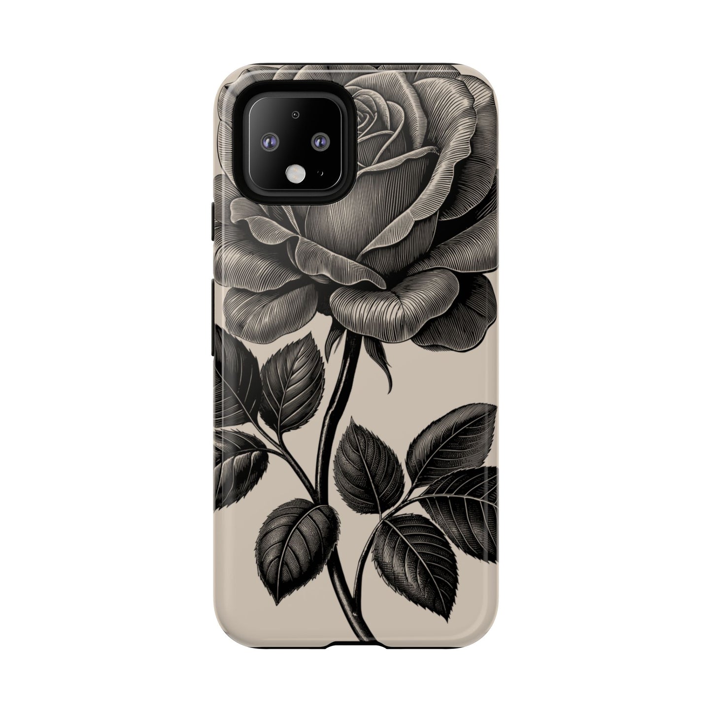 Black Rose Phone Case, Tough Cases with Floral Design, Elegant Tech Accessory, Gift for Flower Lovers, Stylish Protection