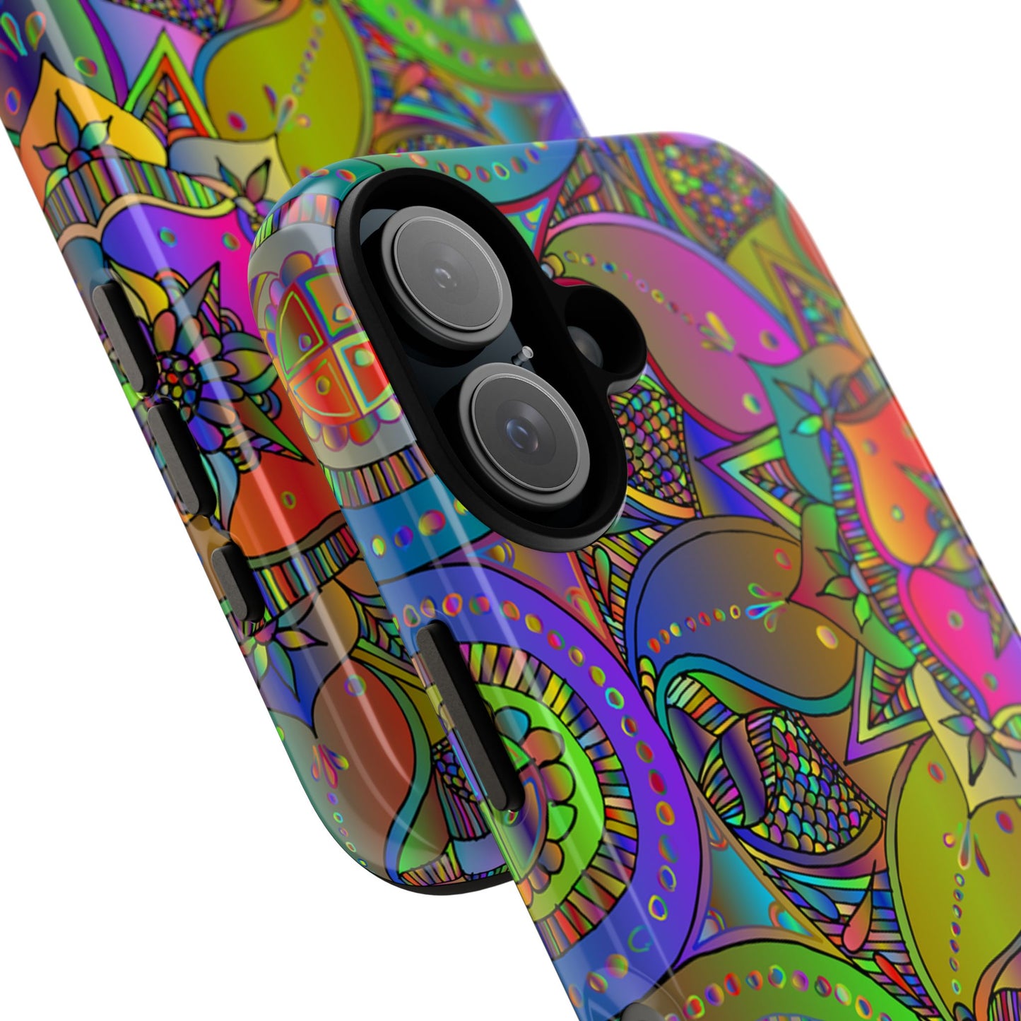 Psychedelic Mandala Tough Phone Case — Colorful Floral Geometric iPhone Cover