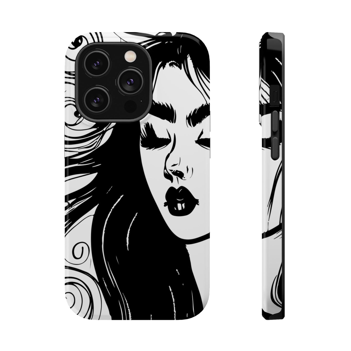 Artistic Black & White Portrait Phone Case — Magnetic Impact-Resistant