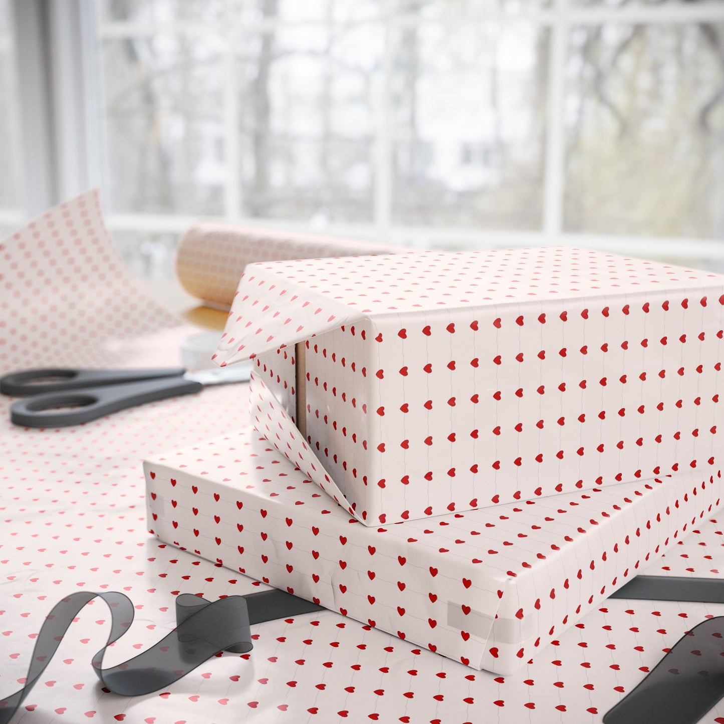 Wrapping Paper — Minimal Red Petal Pattern Gift Wrap (Valentine’s, Birthday, Romantic)