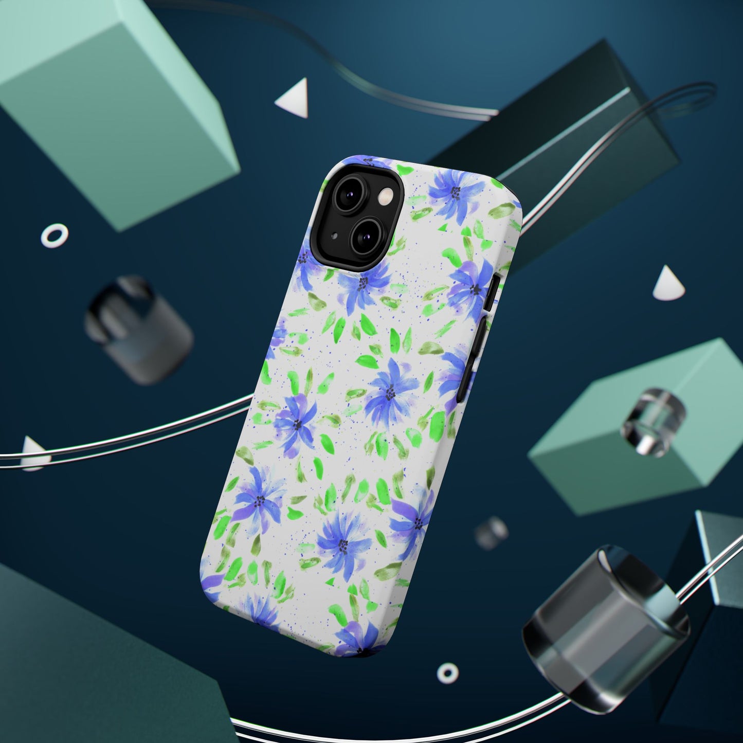 Floral Blue Watercolor Phone Case — Magnetic Impact-Resistant
