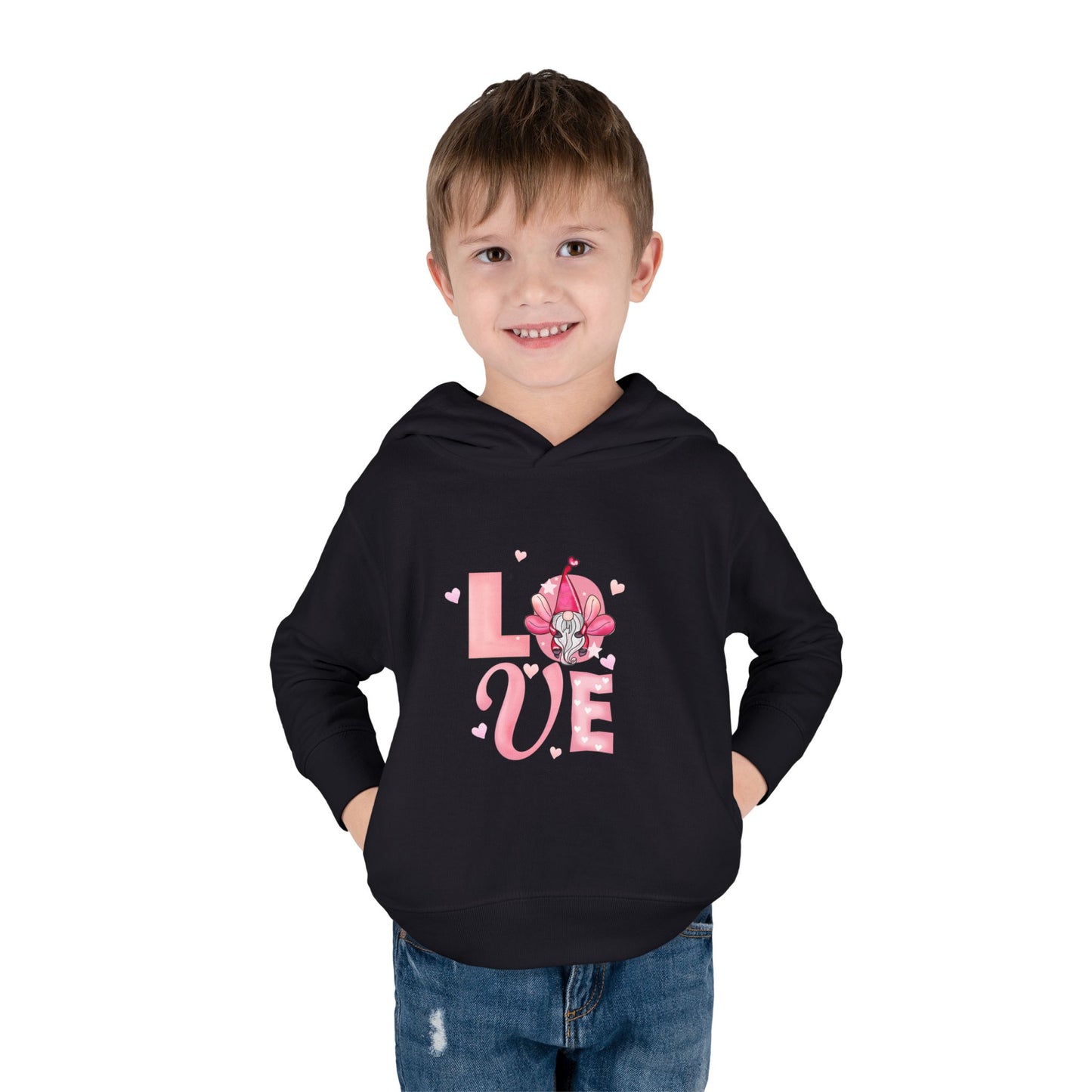 Toddler Hoodie — Pink "LOVE" Unicorn Heart Pullover
