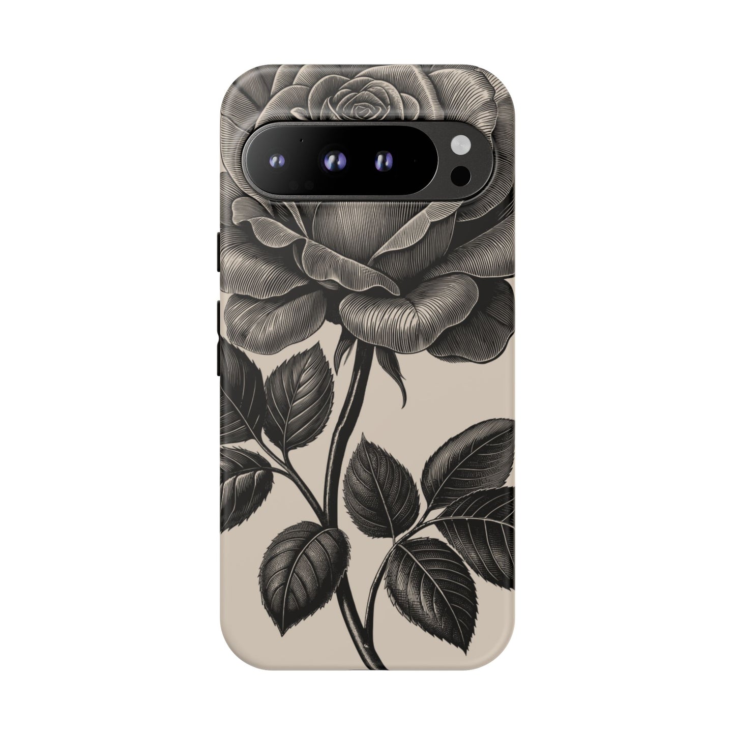 Black Rose Phone Case, Tough Cases with Floral Design, Elegant Tech Accessory, Gift for Flower Lovers, Stylish Protection