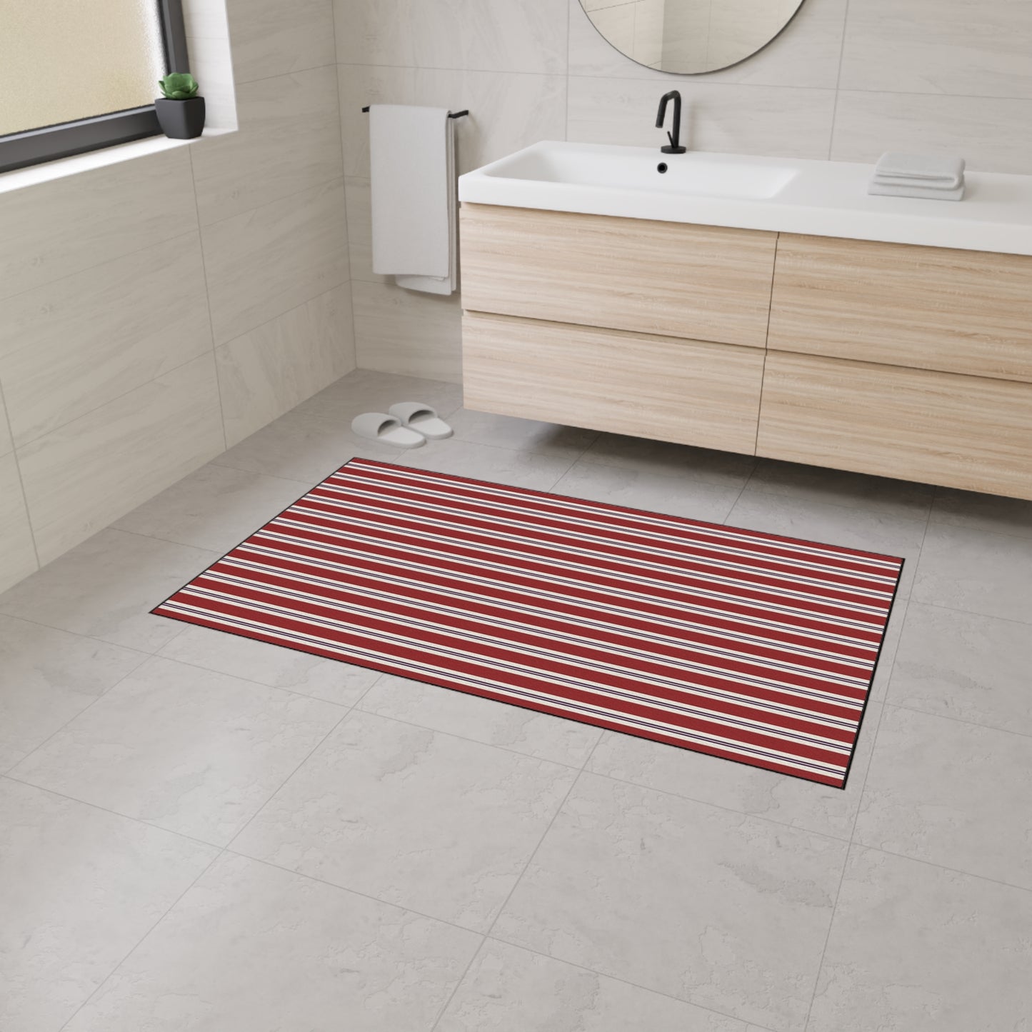 Striped Heavy Duty Floor Mat - Red & White Outdoor/Entry Rug