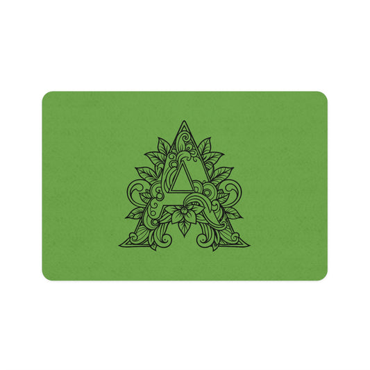 Monogram A Floral Pet Food Mat — 12x18 Decorative Feeding Placemat