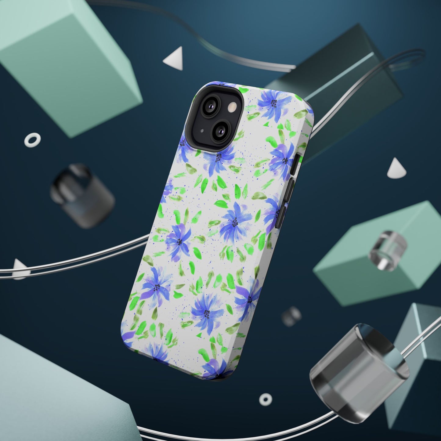 Floral Blue Watercolor Phone Case — Magnetic Impact-Resistant