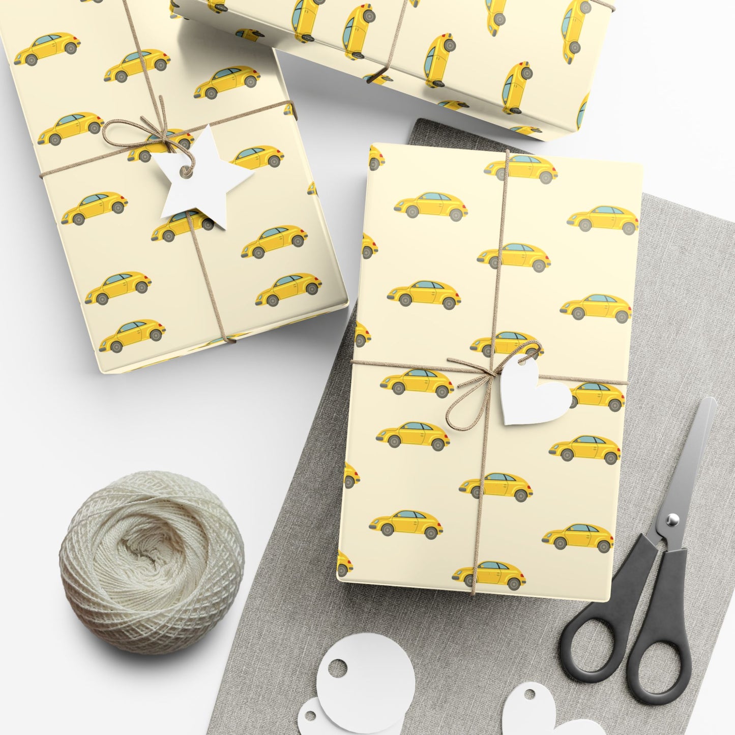 Taxi Pattern Gift Wrap Paper — Yellow Cab Wrapping Sheets for Car Lovers