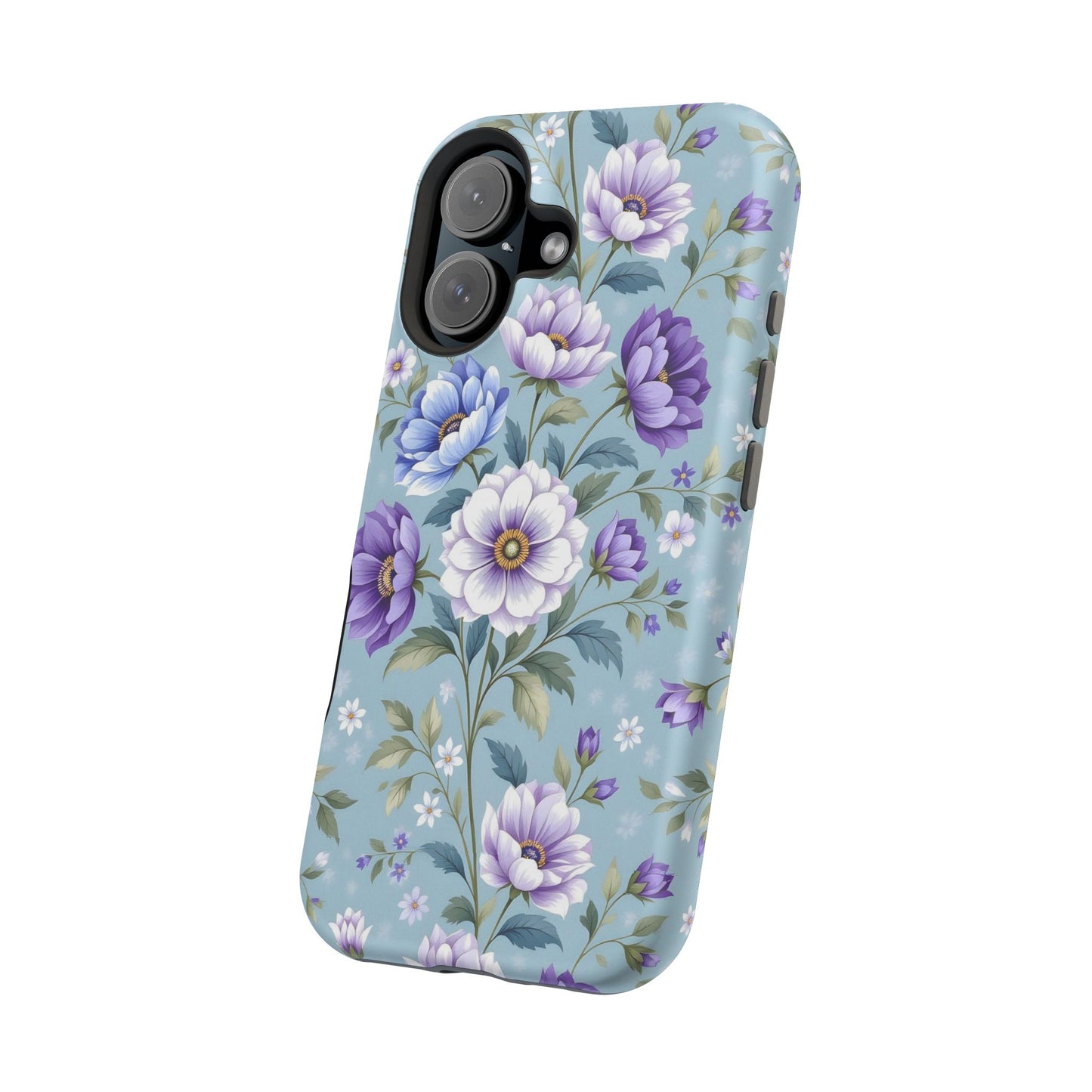 Floral Purple Peony Phone Case — Magnetic Impact‑Resistant Protective Cover