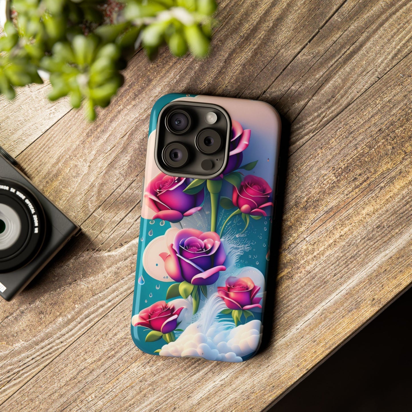 Floral Dream Tough Phone Case — Rose Bouquet Clouds Design