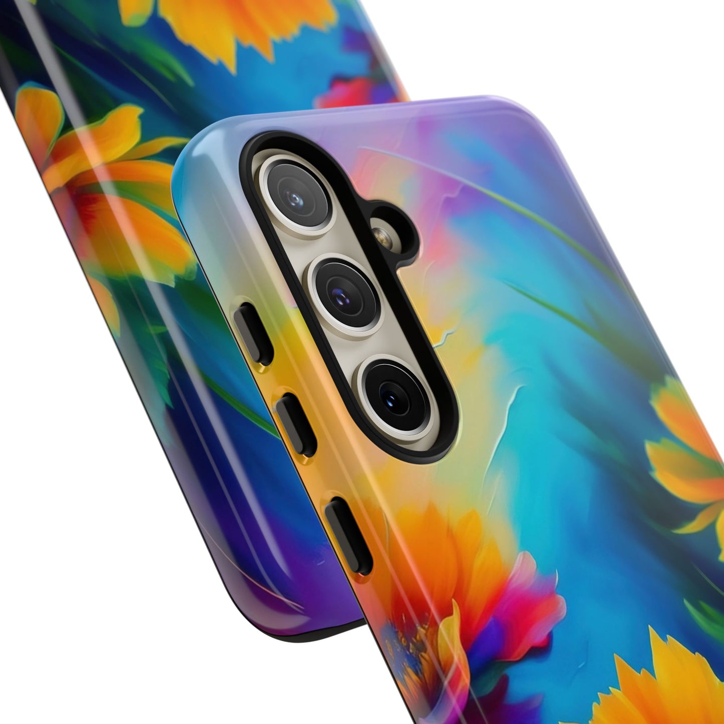 Floral Sunset Tough Phone Case — Vibrant Watercolor Flowers Protective Cover