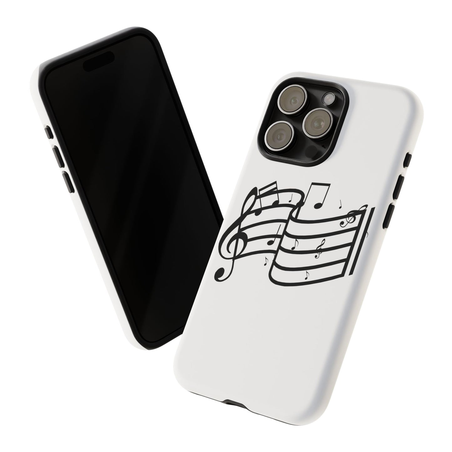 Musical Notes Phone Case — Black Treble Clef Music Staff Tough Case