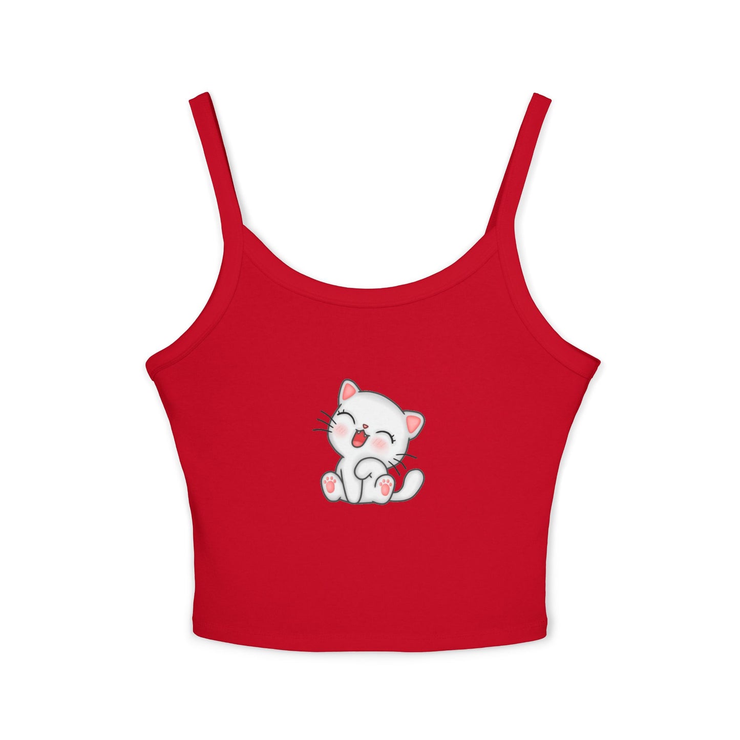 Cute Cat Graphic Women's Spaghetti Strap Tank Top, Summer Top, Cute Animal Shirt, Casual Wear, Gift for Cat Lovers