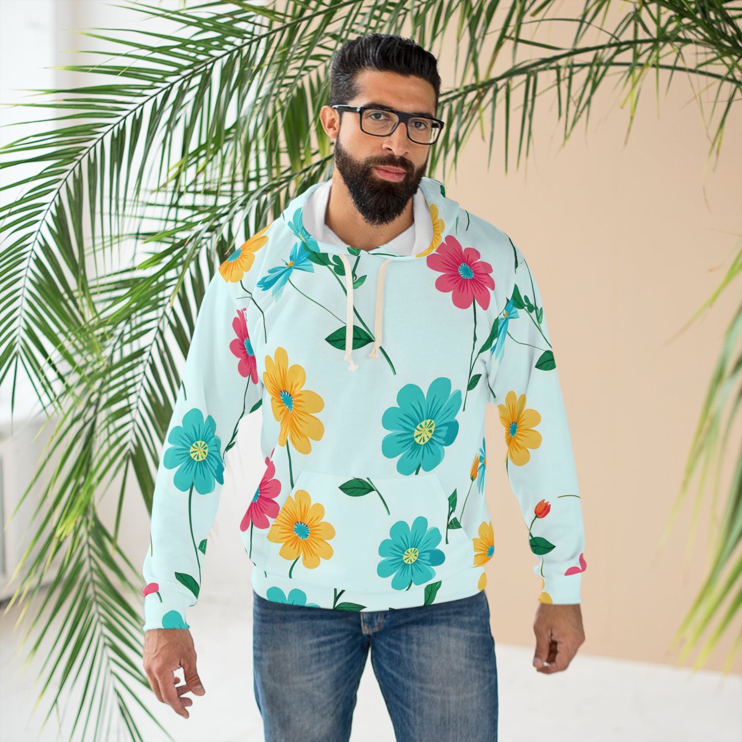 Floral Spring Hoodie — Pastel Daisy All-Over Print