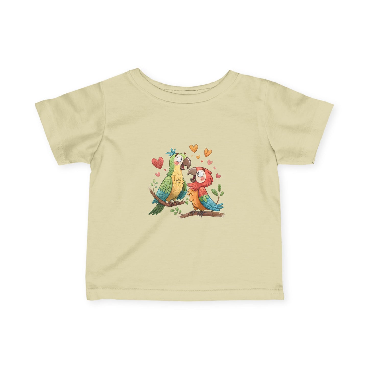 Infant Tee — Cute Pair of Parrots Baby Shirt (Hearts & Love)