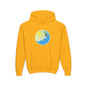 Sunrise Surf Circle Youth Hoodie | Surfing Wave Graphic