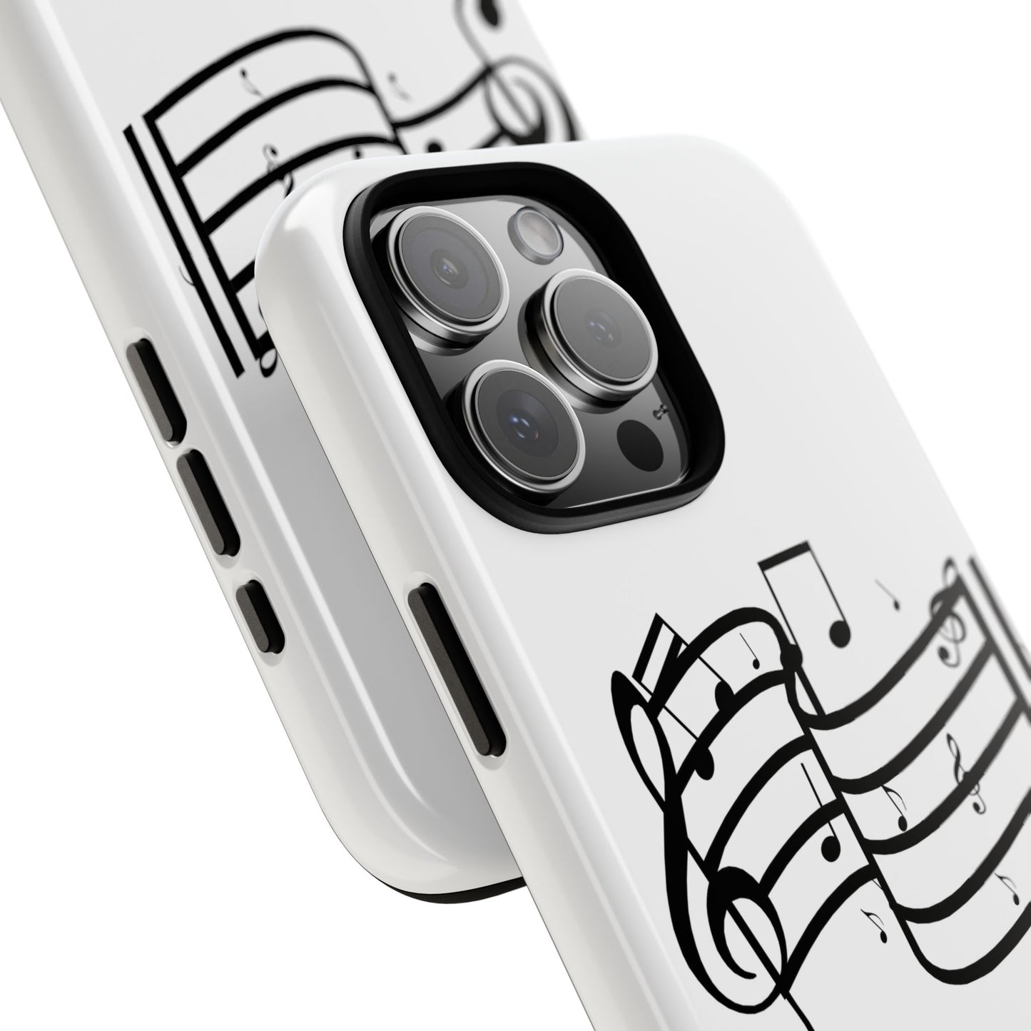 Musical Notes Phone Case — Black Treble Clef Music Staff Tough Case