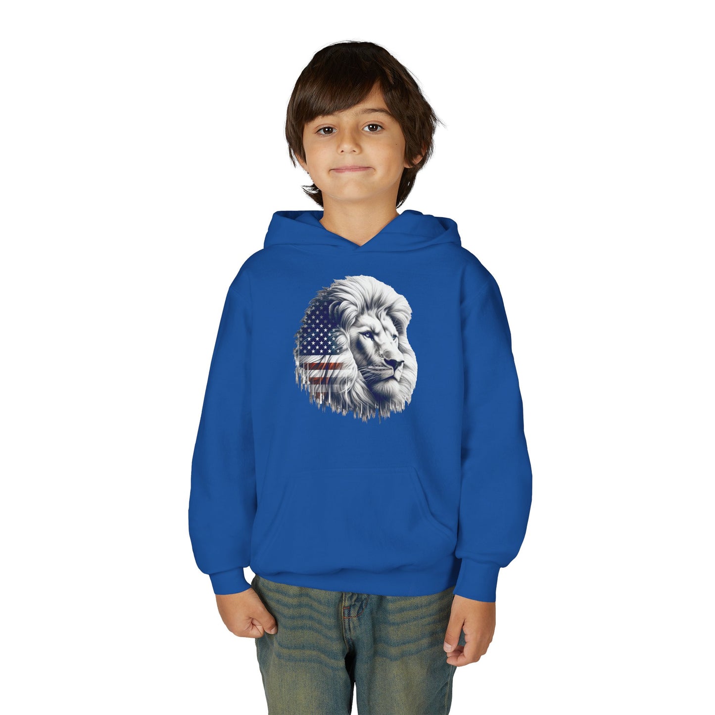 American Flag Lion Hoodie | Patriotic Lion Graphic Youth Sweatshirt
