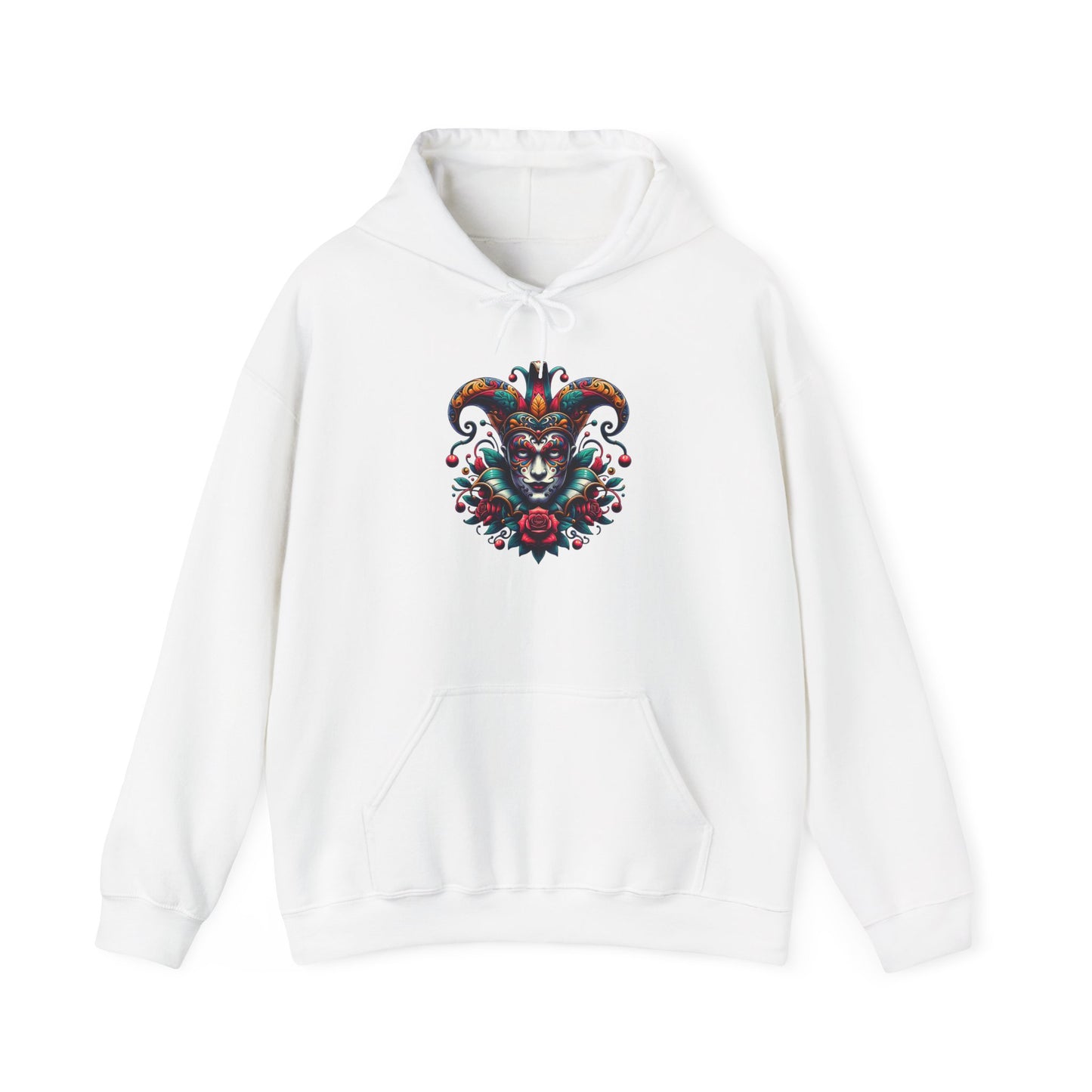 Colorful Jester Hoodie, Unique Graphic Sweatshirt