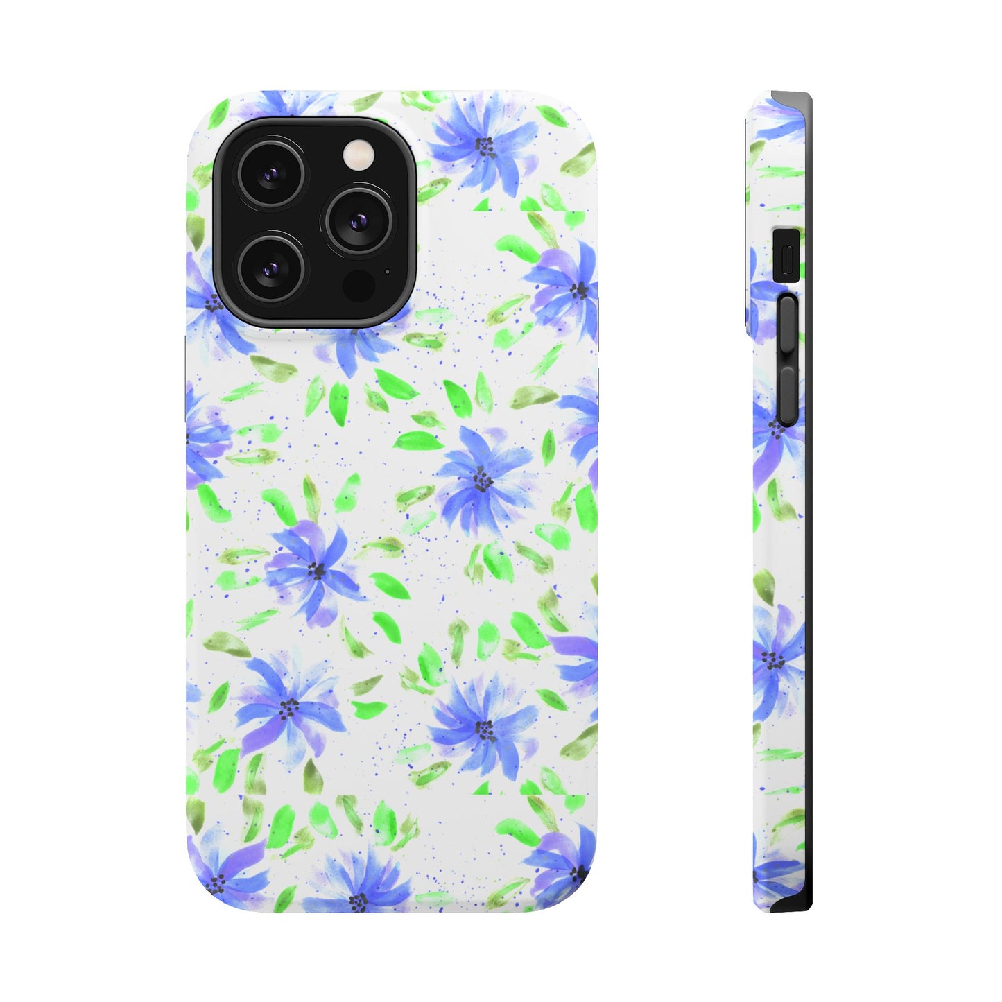 Floral Blue Watercolor Phone Case — Magnetic Impact-Resistant