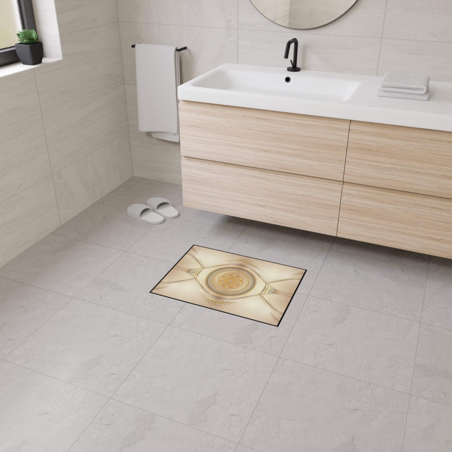 Ornate Mandala Floor Mat — Heavy-Duty Decorative Entrance Rug