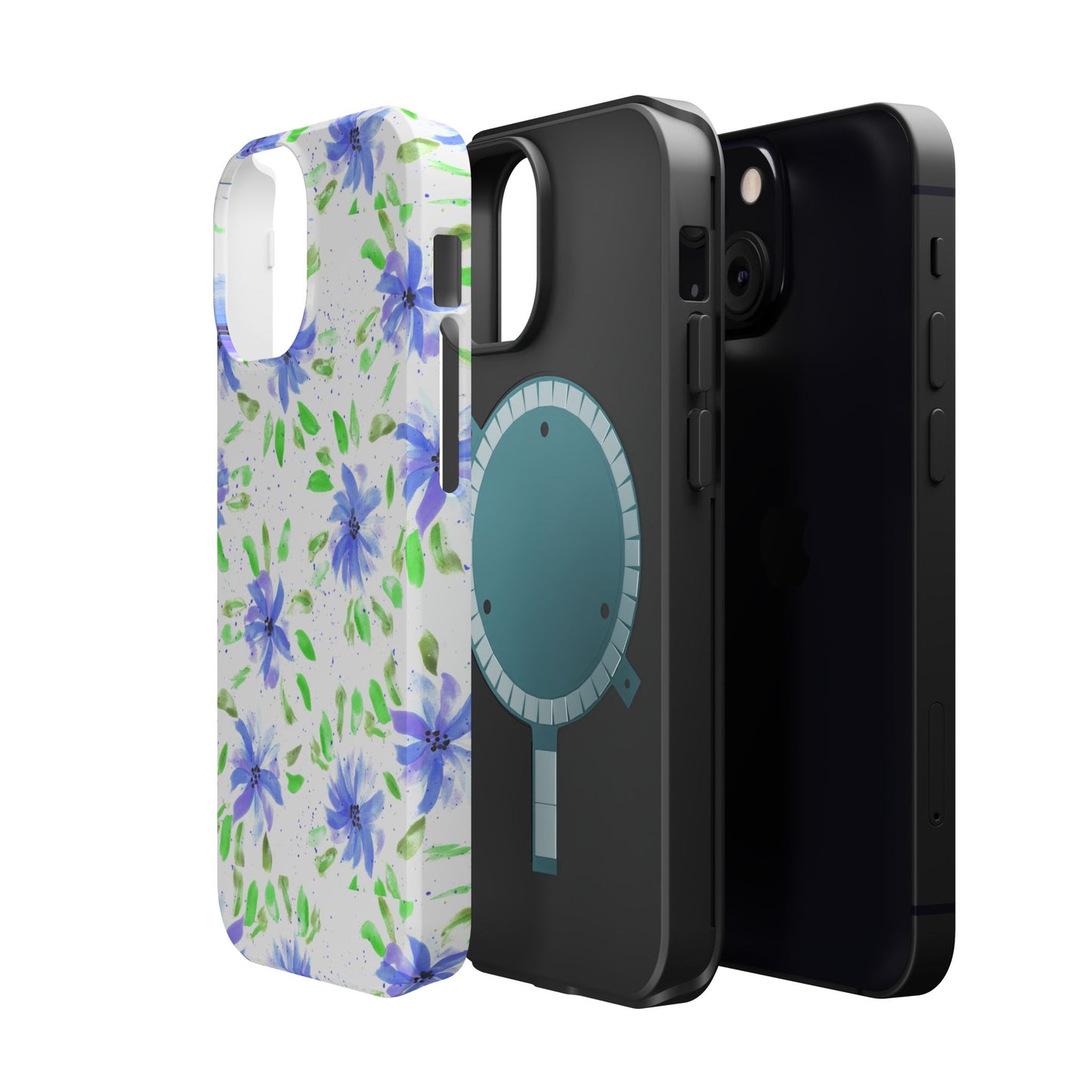 Floral Blue Watercolor Phone Case — Magnetic Impact-Resistant