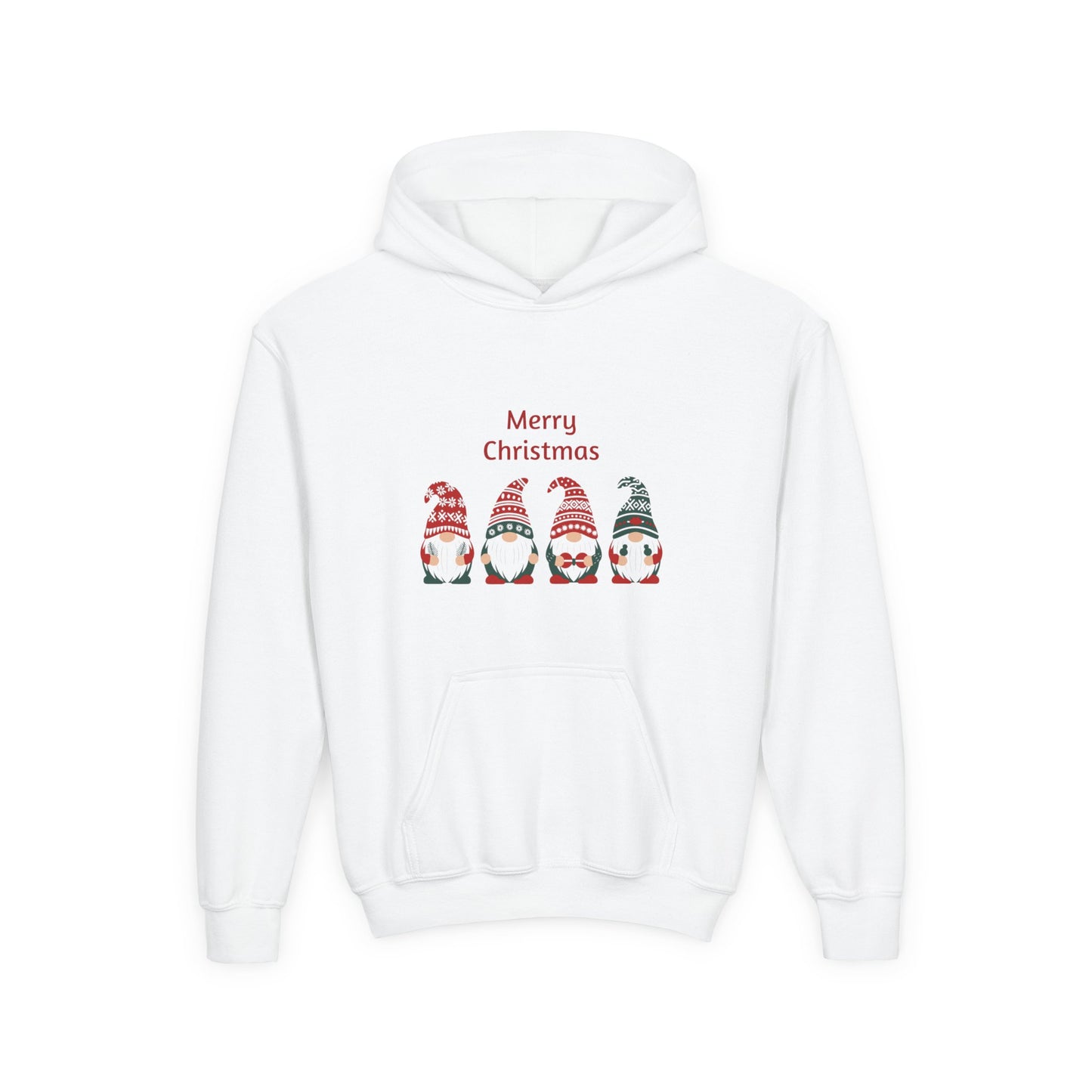 Youth Christmas Gnome Hoodie - "Merry Christmas" Holiday Kids Sweatshirt