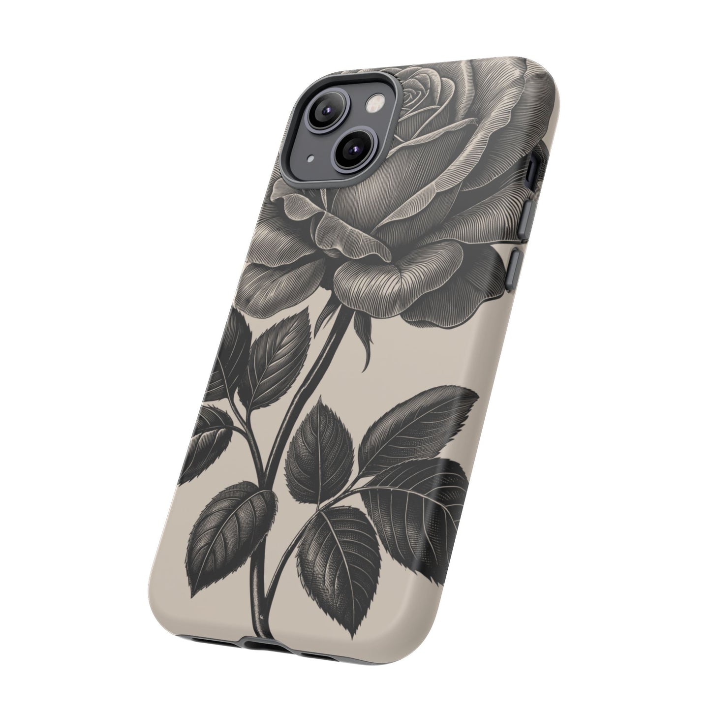 Black Rose Phone Case, Tough Cases with Floral Design, Elegant Tech Accessory, Gift for Flower Lovers, Stylish Protection