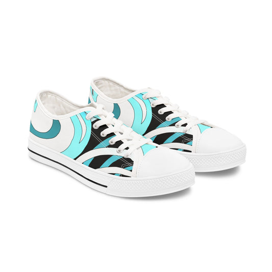 Low Top Sneakers – Aqua Wave Graphic Women's Canvas Shoes