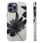 Monochrome Floral Tough Phone Case — Black Ink Flower Protective Cover