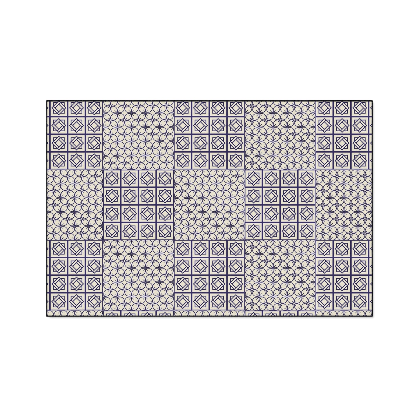 Geometric Patchwork Heavy-Duty Floor Mat — Non-Slip Entry Rug