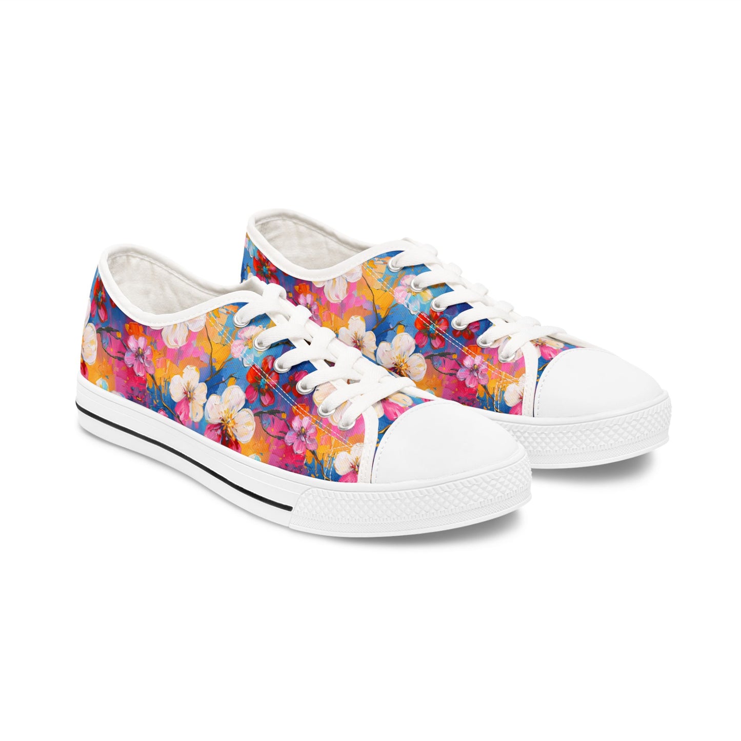Floral Burst Low Top Sneakers — Colorful Women’s Canvas Shoes