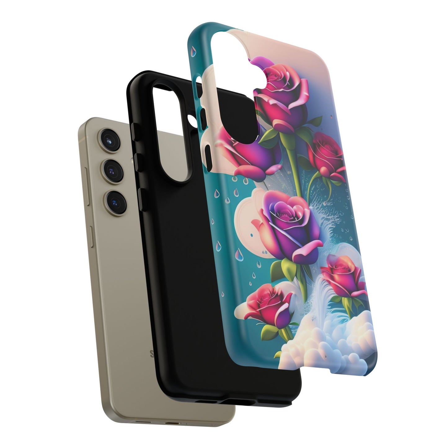 Floral Dream Tough Phone Case — Rose Bouquet Clouds Design