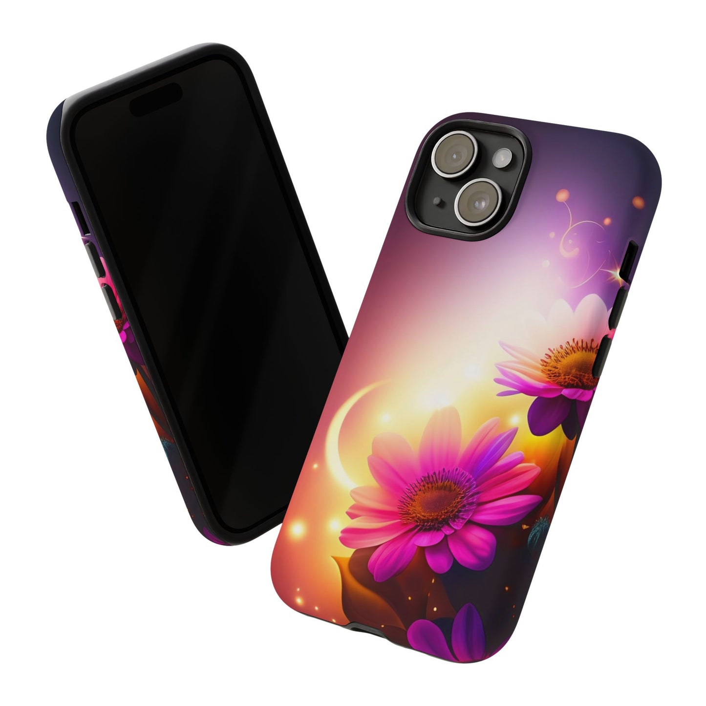 Floral Moonlight Phone Case – Purple Daisy Protective Cover