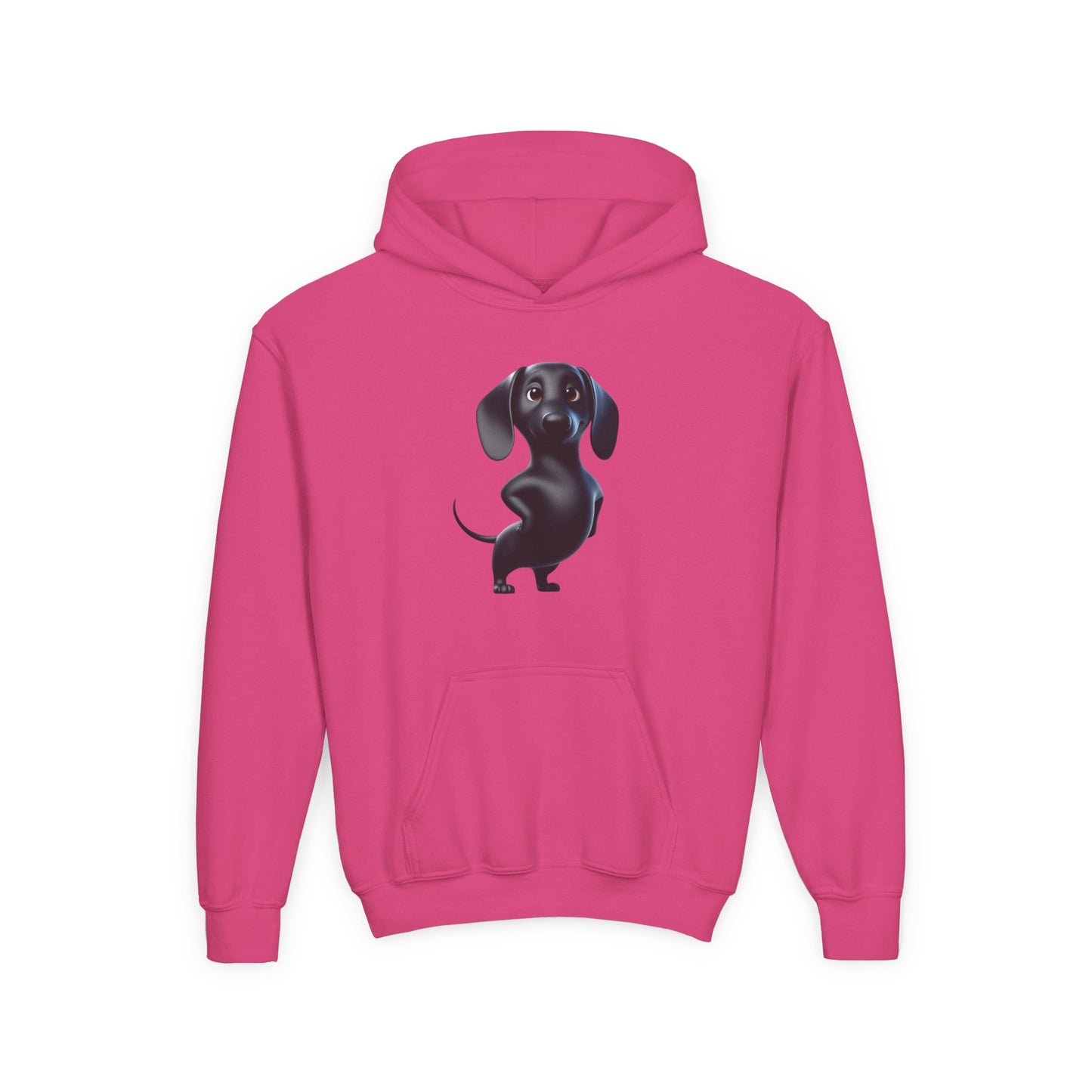 Youth Hoodie — Cute Black Dachshund Graphic