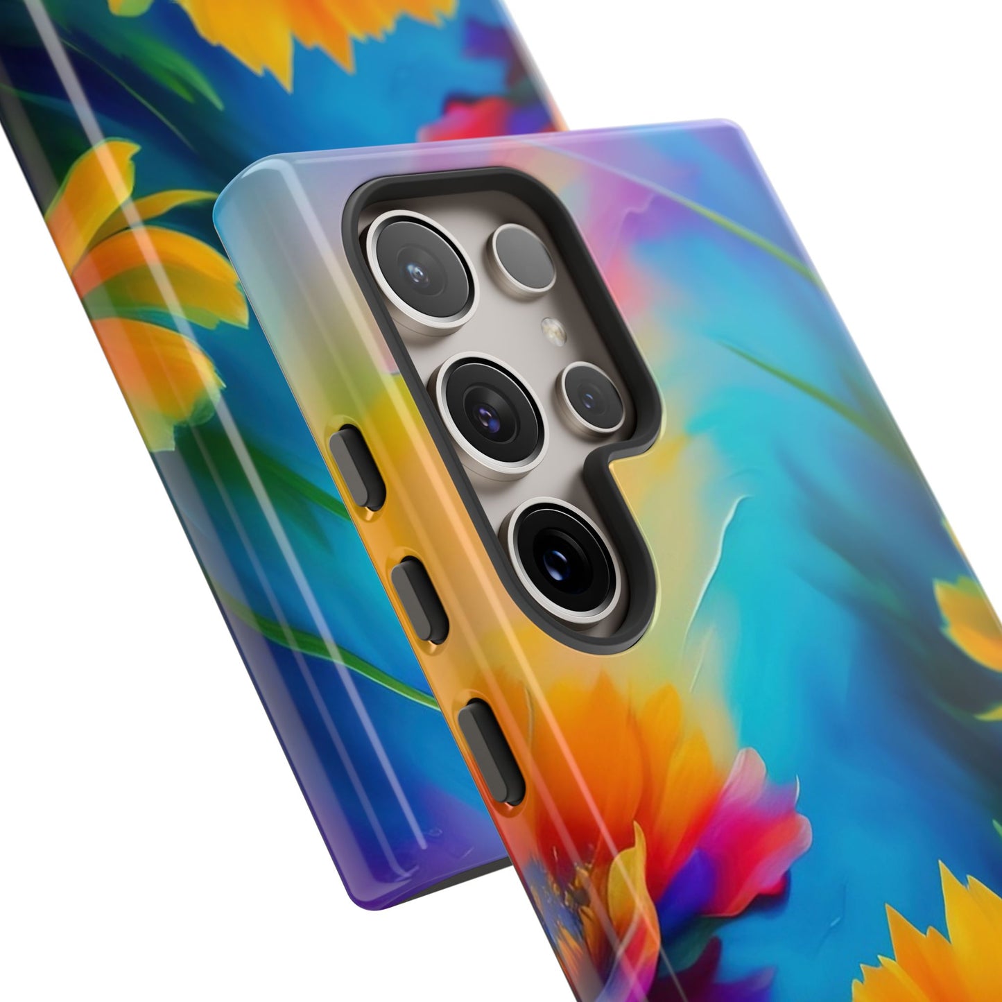 Floral Burst Tough Phone Case — Vibrant Watercolor Flowers Protective Cover