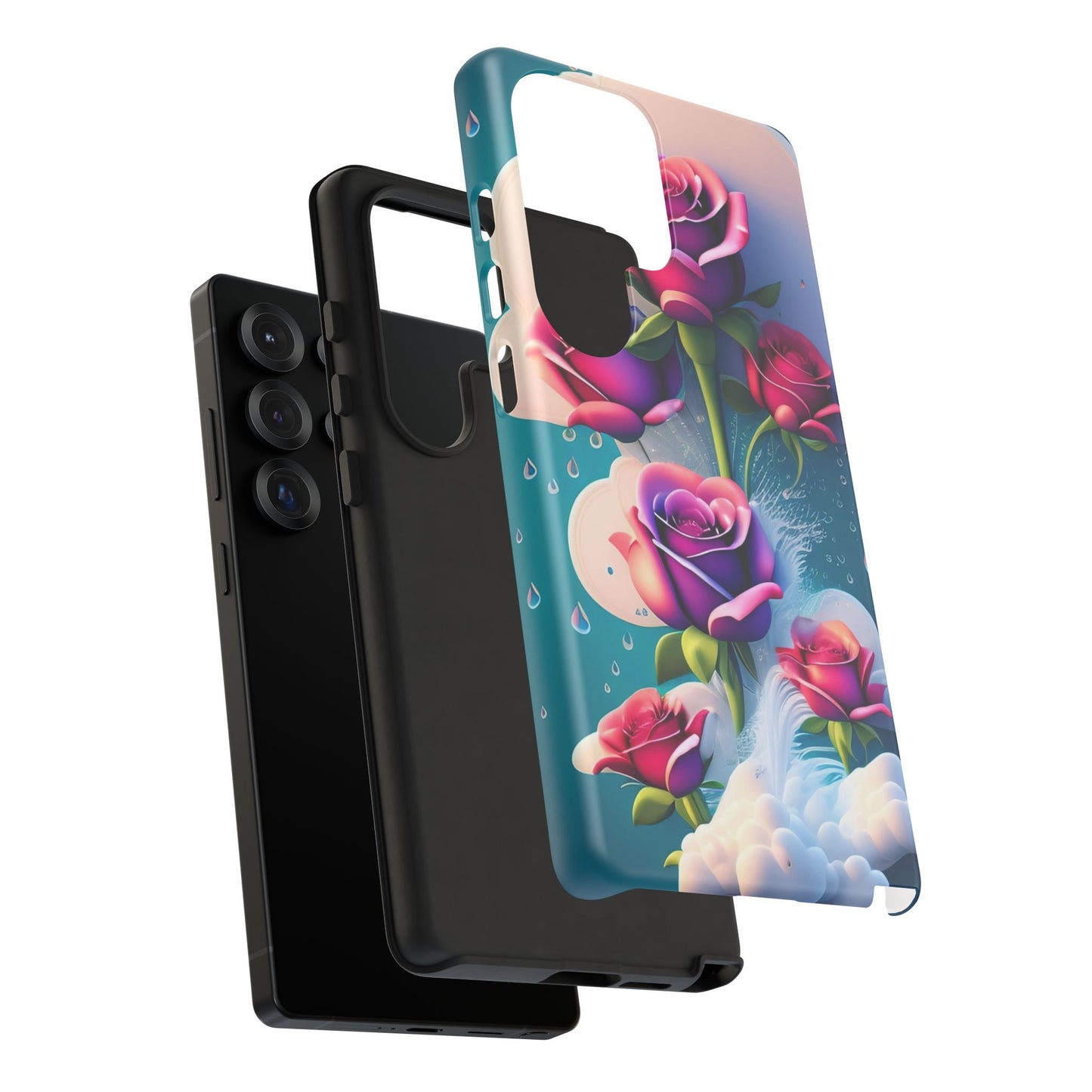 Floral Dream Tough Phone Case — Rose Bouquet Clouds Design