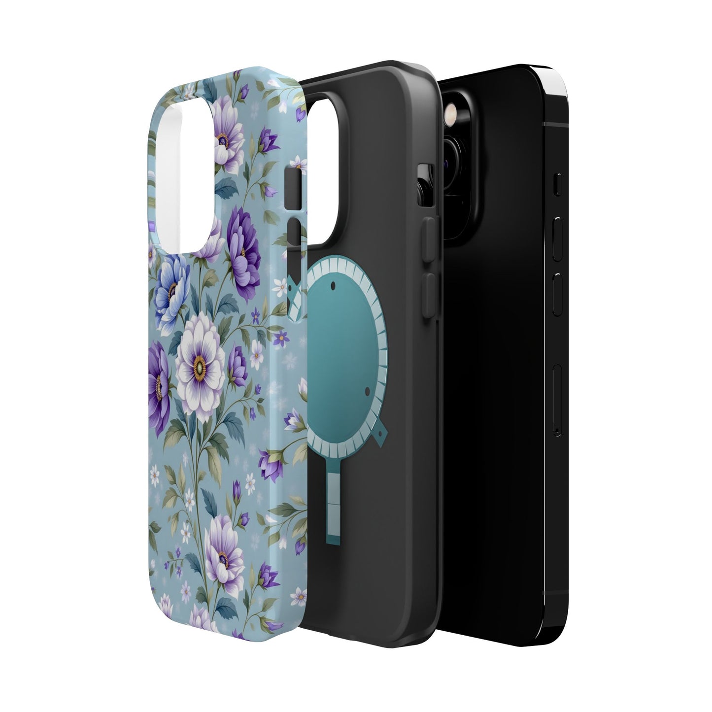 Floral Purple Peony Phone Case — Magnetic Impact‑Resistant Protective Cover