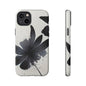 Monochrome Floral Tough Phone Case — Black Ink Flower Protective Cover