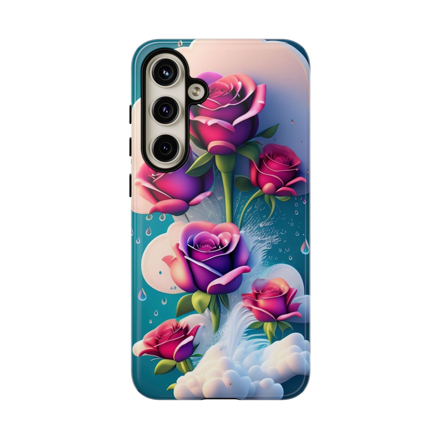 Floral Dream Tough Phone Case — Rose Bouquet Clouds Design