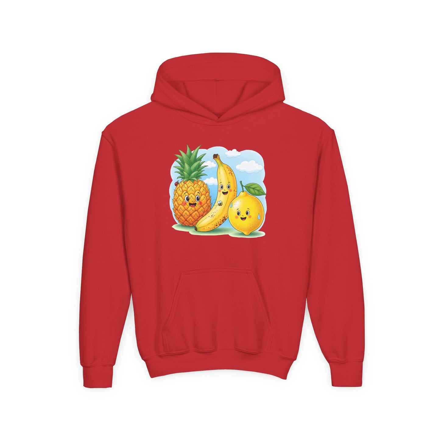 Kids Tropical Fruit Hoodie — Cute Pineapple, Banana & Orange Graphic Sweatshirt